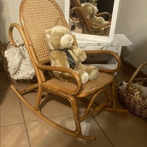 Vintage Child/Doll Bentwood Bamboo Cane Rocking Chair Thonet Style